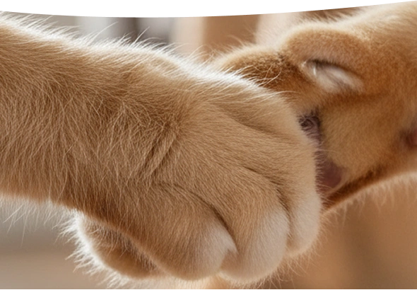 Zampe di animali che emulano lo stringere una collaborazione